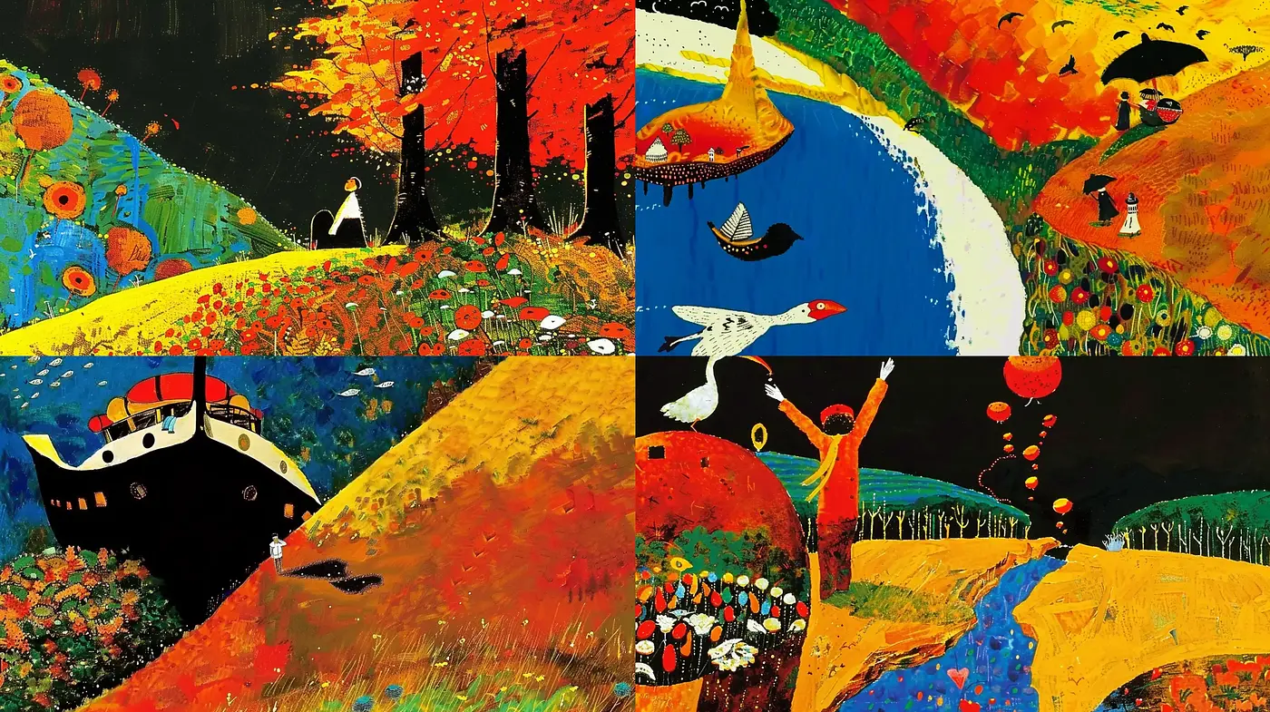 Vibrant Expressionist Fusion with Nature Motifs - Midjourney sref style