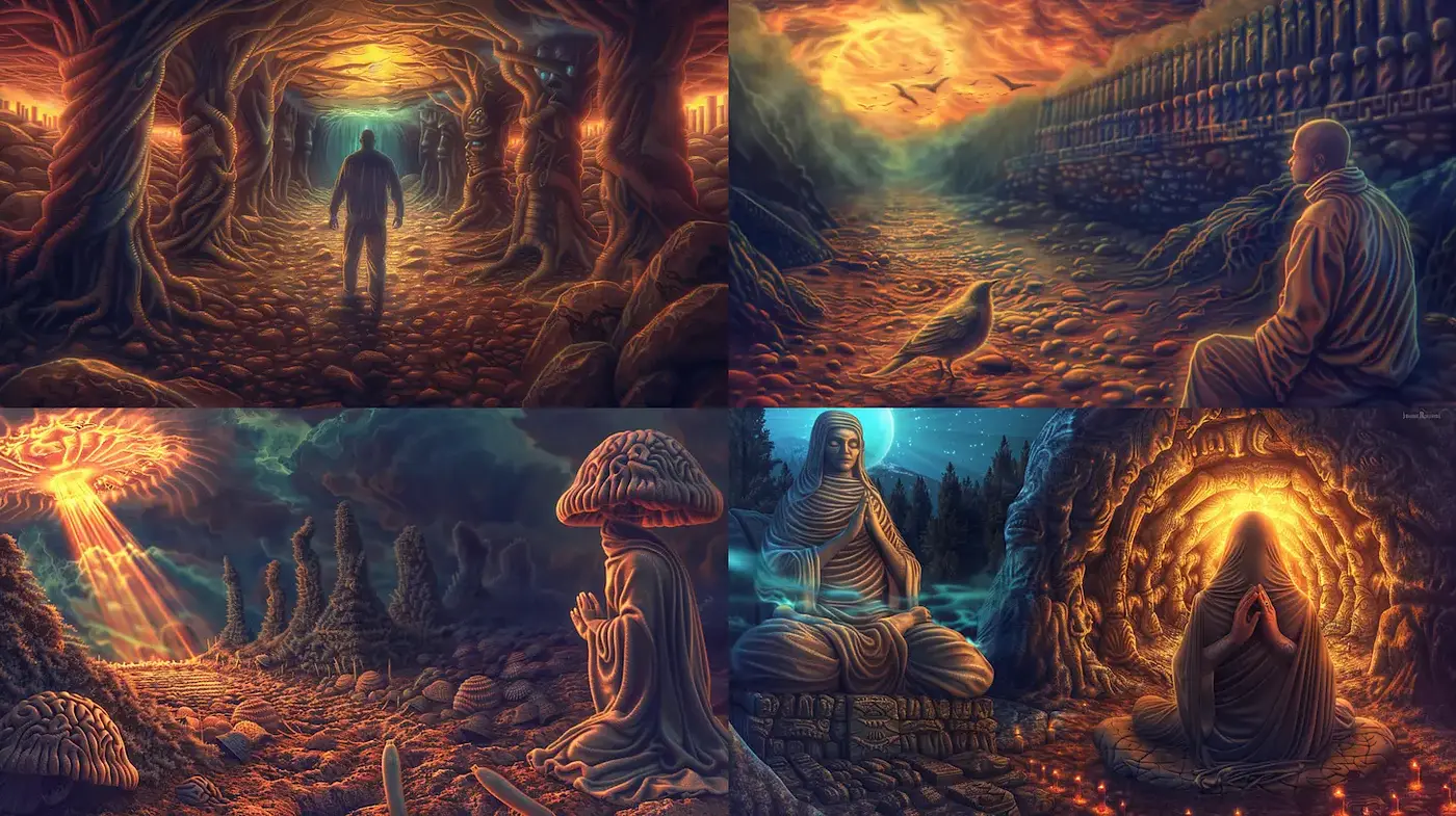 Mystical and Surreal Exploration of Ethereal Landscapes - Midjourney sref style