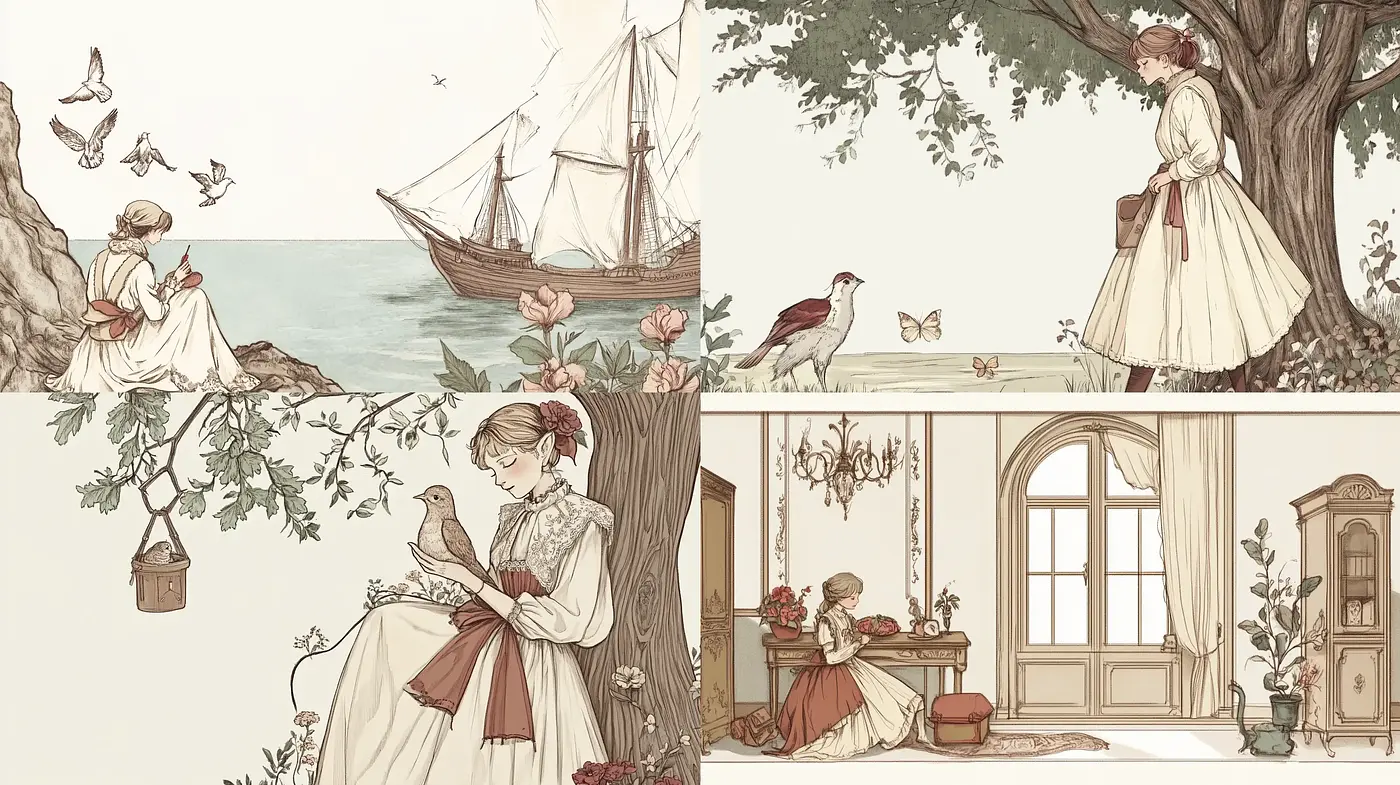 Whimsical Romanticism: An Homage to Pastoral Elegance and Serenity - Midjourney sref style