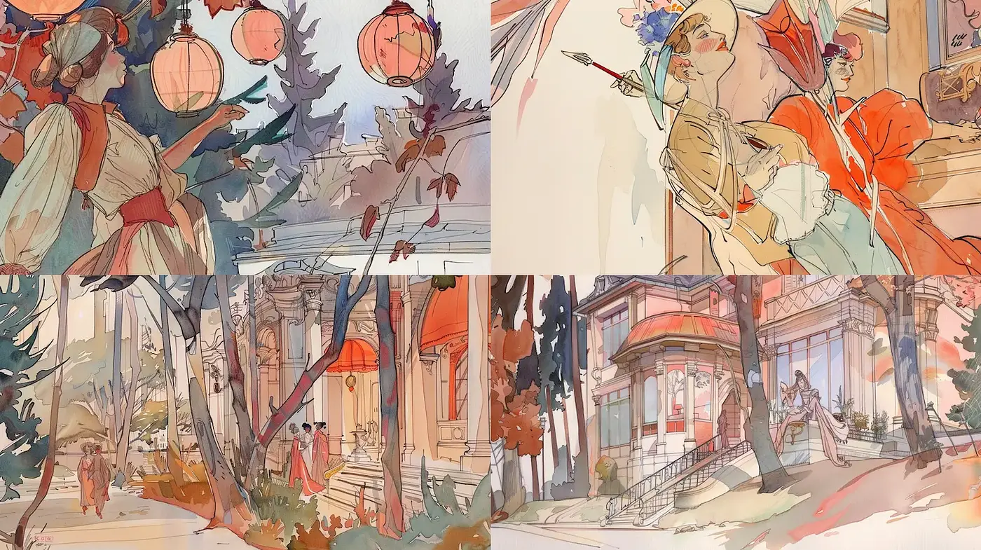 Whimsical and Ethereal Illustrations with Soft Tones - Midjourney sref style