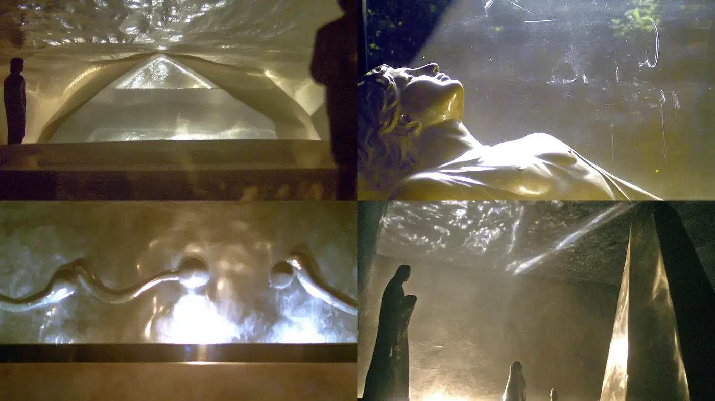 Ethereal Golden Hues and Mystical Ambience in Cinematic Visualization - Midjourney sref style