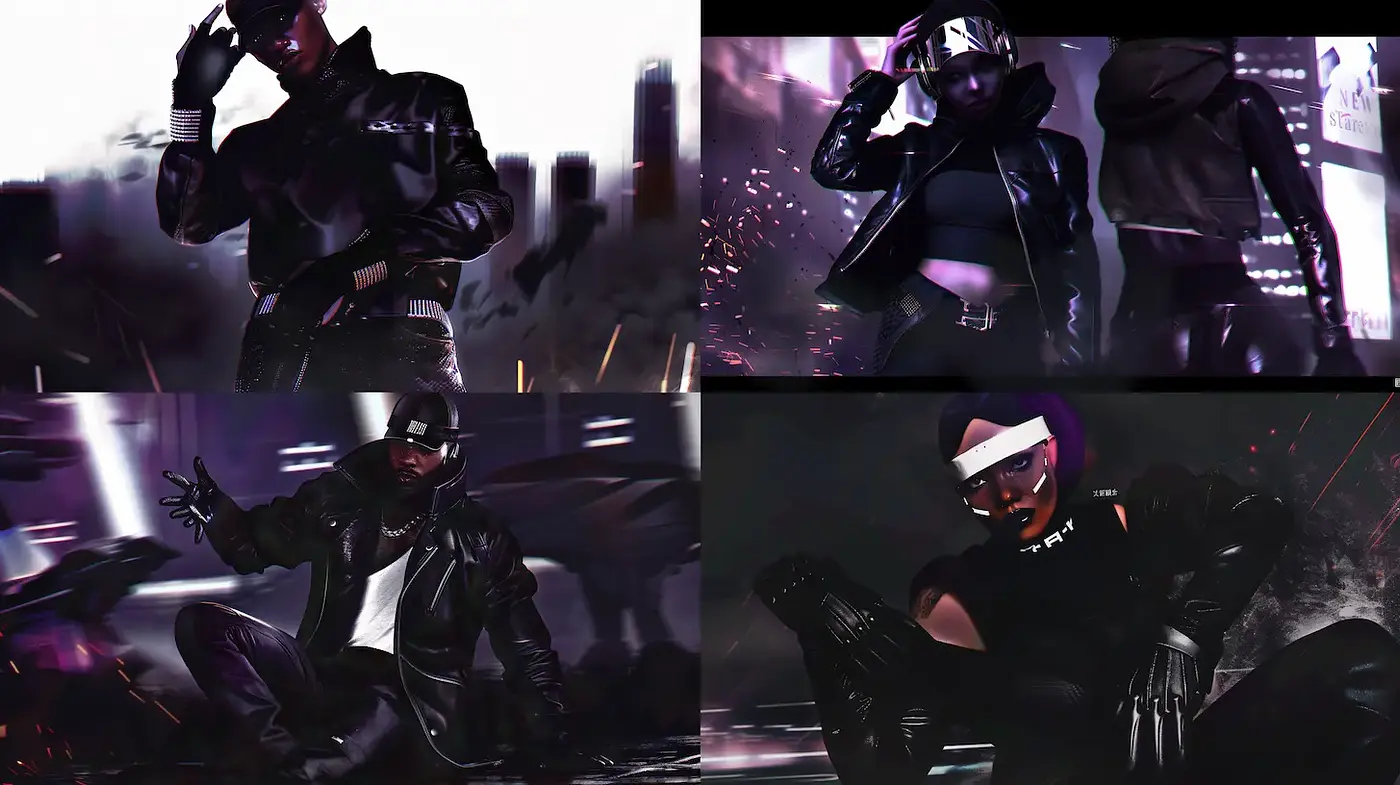 Dynamic and Edgy Cyberpunk Aesthetic with a Gritty Urban Vibe - Midjourney sref style