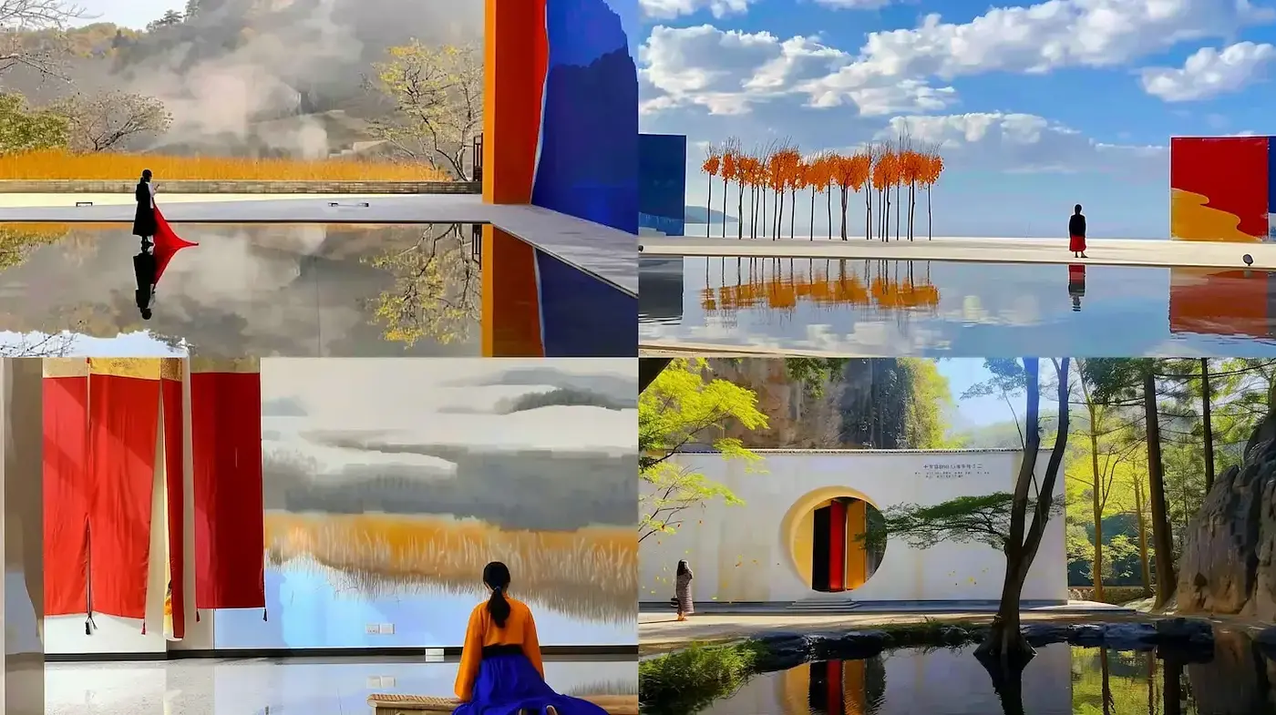 Serene Botanical Landscapes with Abstract Artistic Elements - Midjourney sref style