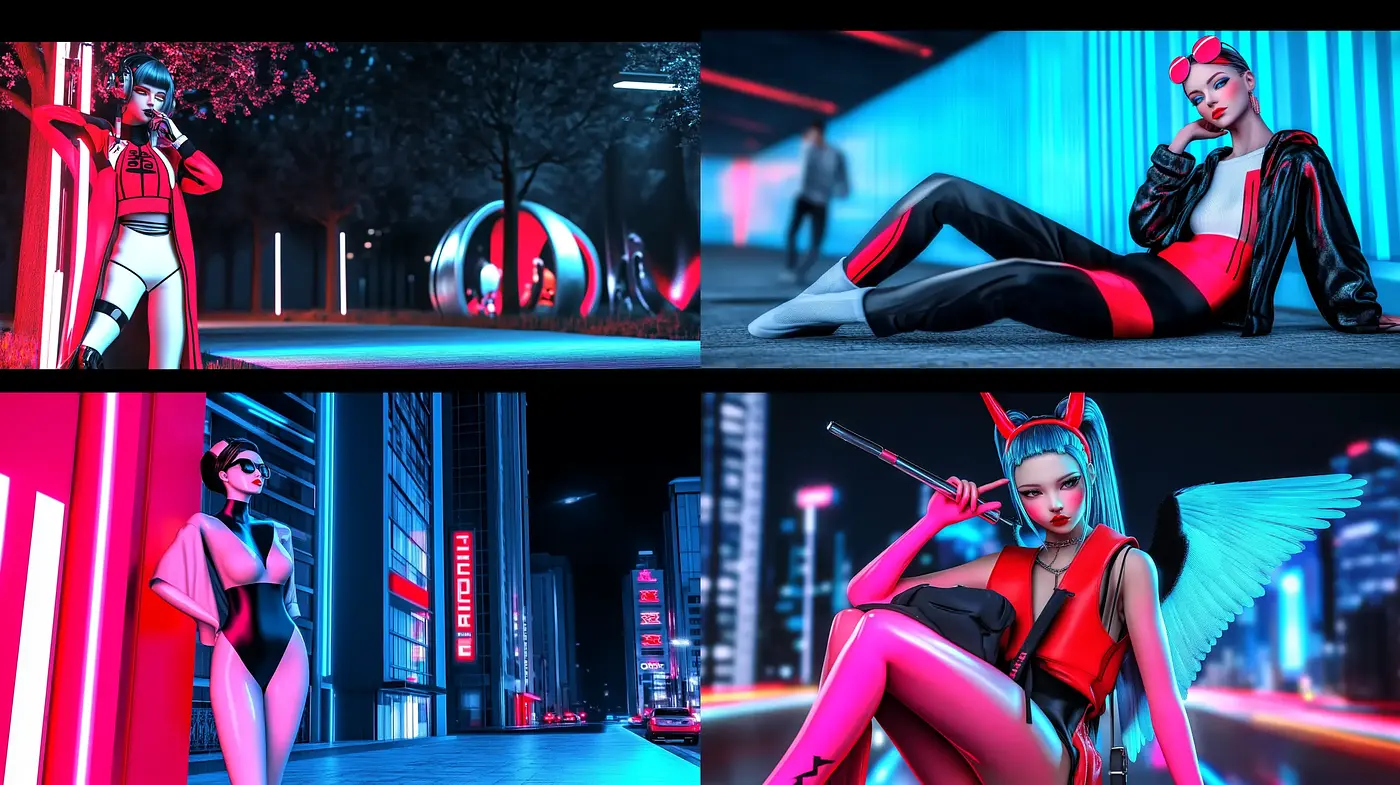 Neon Noir Cyberpunk Aesthetic with Futuristic Urban Overtones - Midjourney sref style