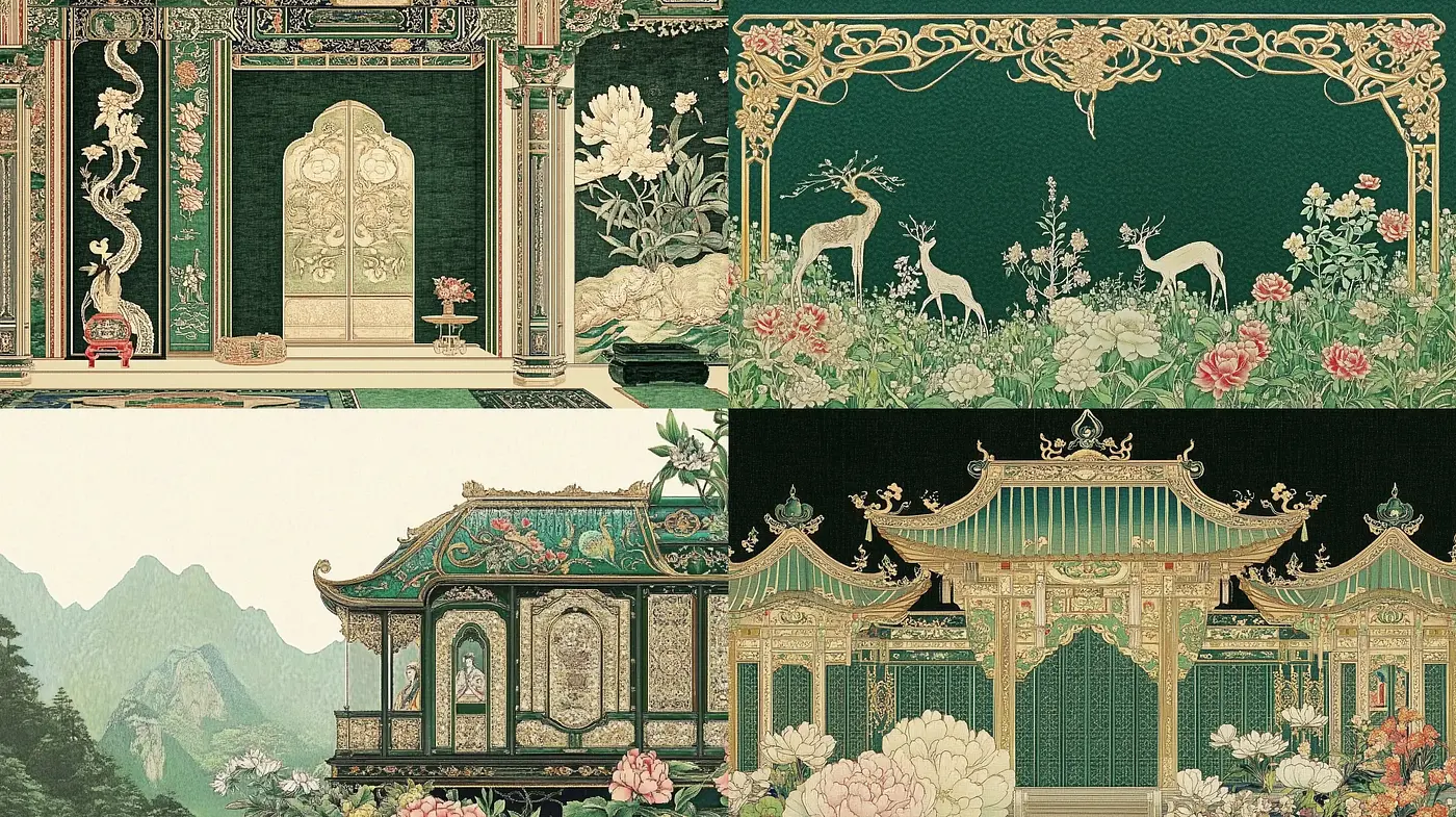 Ornate Eastern Elegance in a Serene Painterly Expression - Midjourney sref style