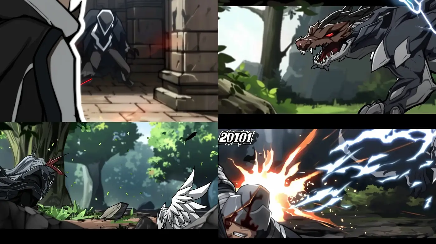 Dynamic Anime-Inspired Action Sequence Renderings - Midjourney sref style