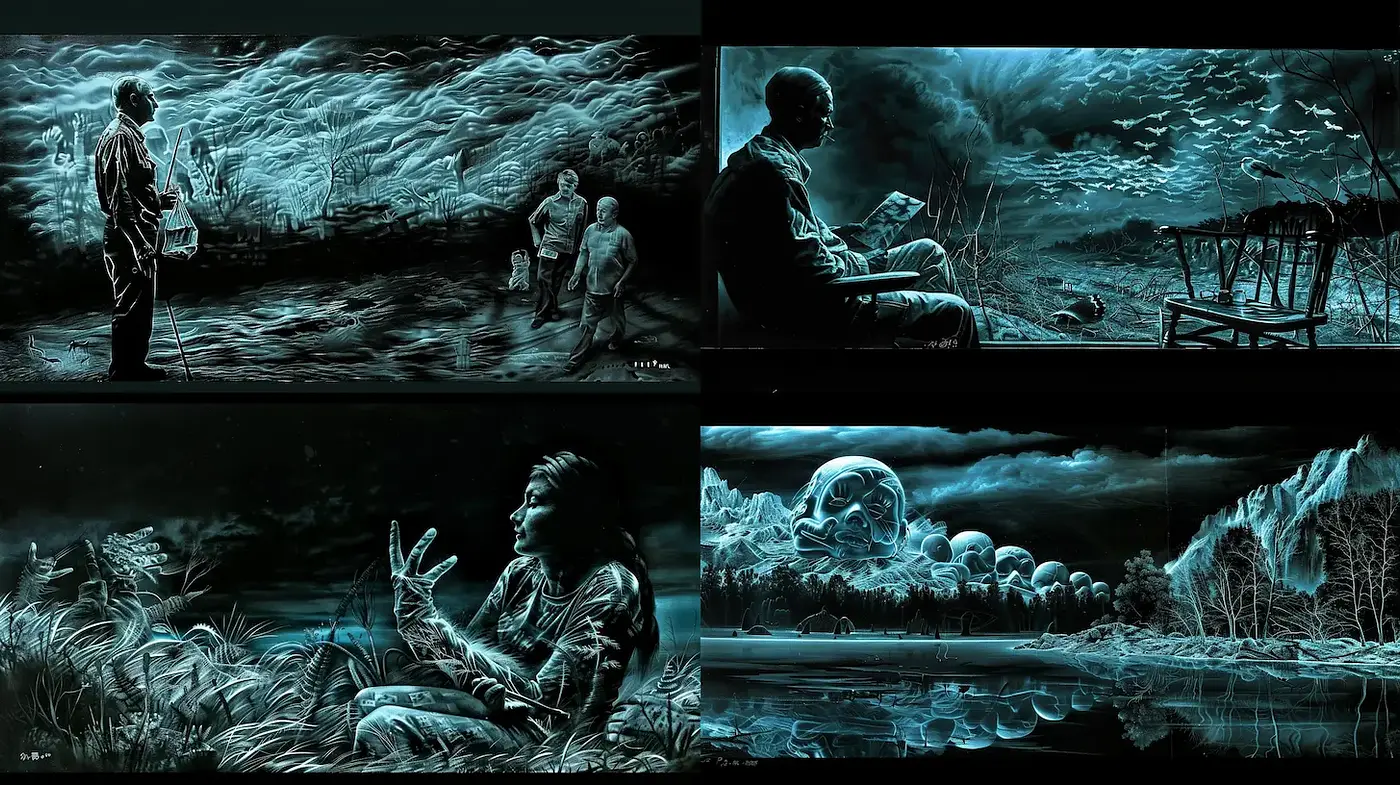 Dark Surrealist Scenes Evoking a Haunting Atmosphere - Midjourney sref style