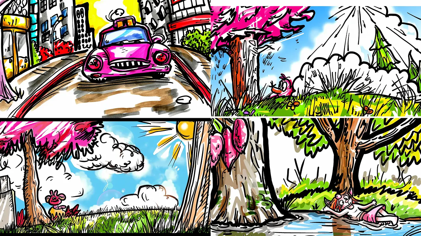 Vibrant Comic-Inspired Sketches with a Whimsical Touch - Midjourney sref style