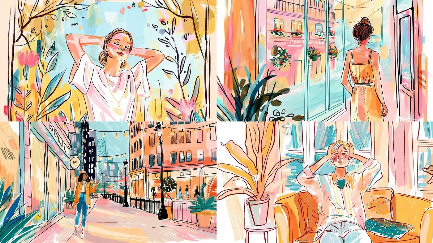 Vibrant and Cheerful Illustrative Style with a Soft Touch - Midjourney sref style