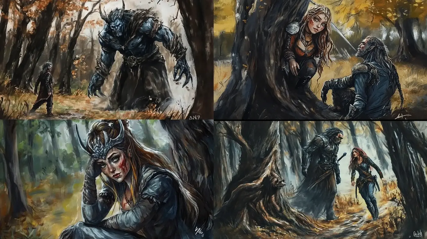 Enigmatic Fantasy Forest Encounters with a Mythical Touch - Midjourney sref style