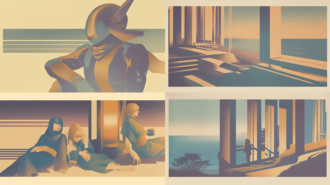 Serenity in Sepia: A Study of Quietude and Light in Stylized Digital Art - Midjourney sref style