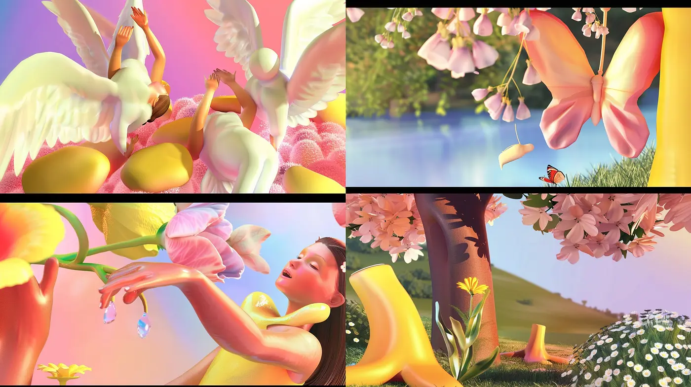 Ethereal Glow in Pastel Dreamscapes: A Harmony of Surrealist Nature and Soft Hues - Midjourney sref style