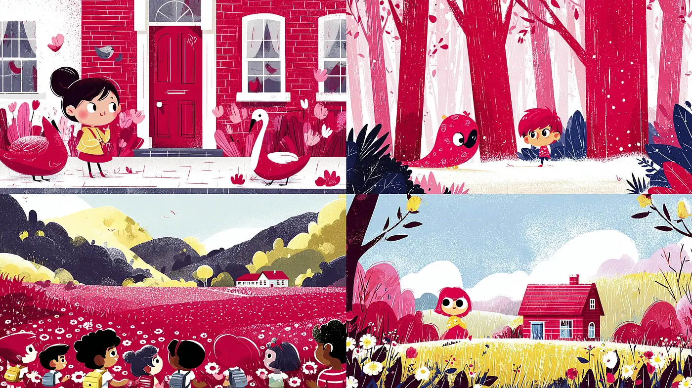 Whimsical and Vibrant Illustrations with Consistent Character Design - Midjourney sref style