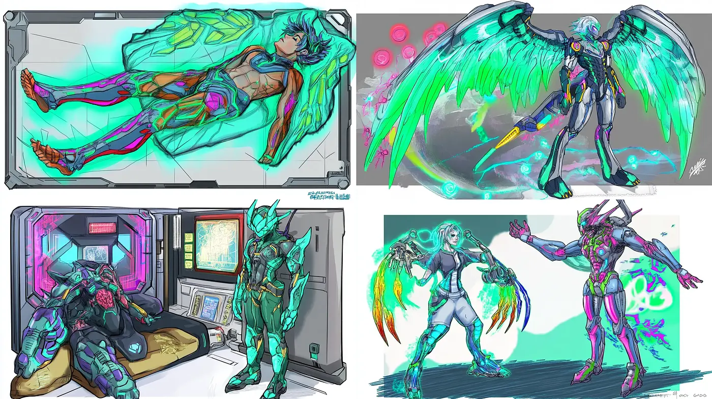 Futuristic Cyber-Mechanica Tapestry - Midjourney sref style