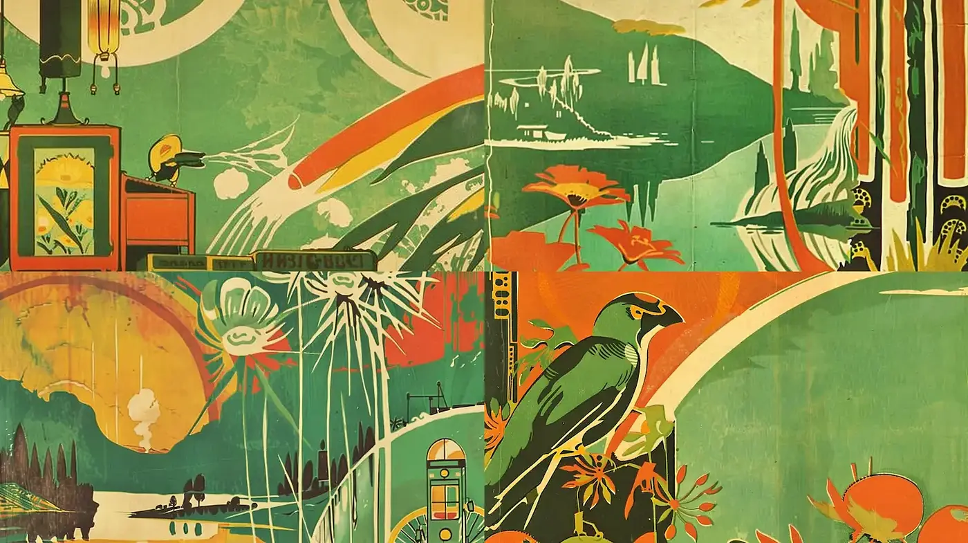 Vibrant Retro-Inspired Illustrations with a Playful Organic Aesthetic - Midjourney sref style