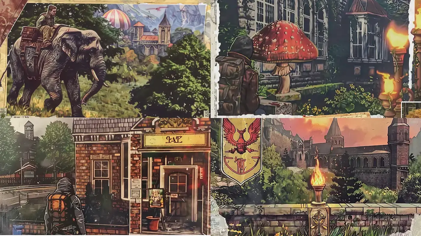 Eclectic Art Style with Fantasy and Vintage Elements - Midjourney sref style