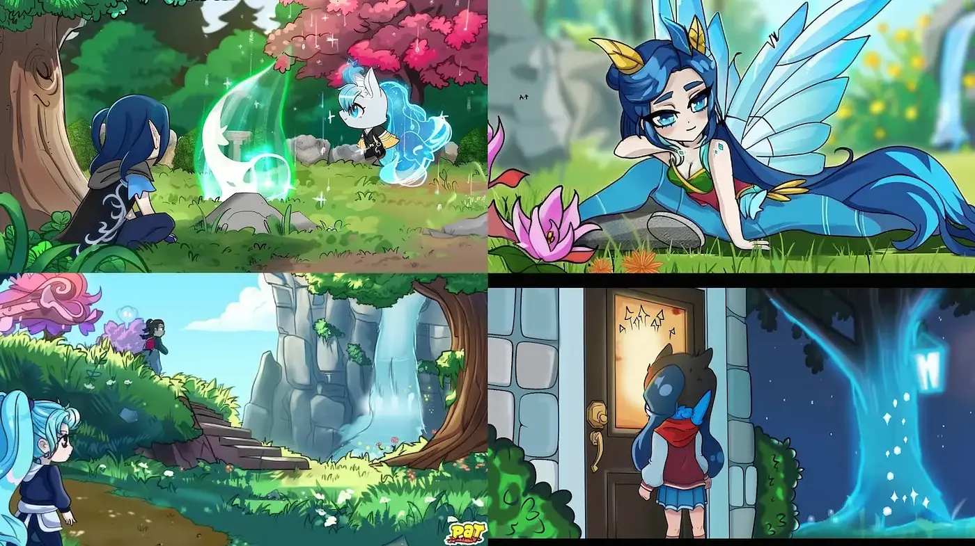 Whimsical Fantasy Illustrations with Consistent Character Design and Environments - Midjourney sref style