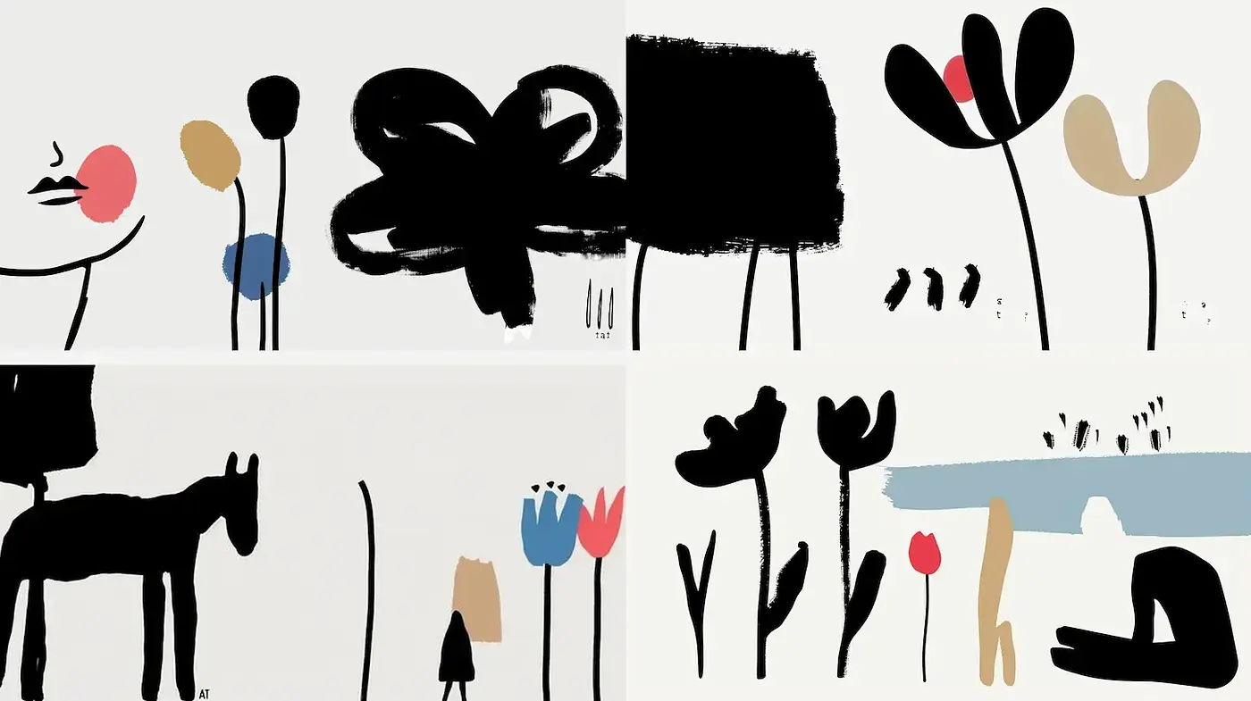 Contemporary Minimalist Art with Abstract Floral Elements - Midjourney sref style