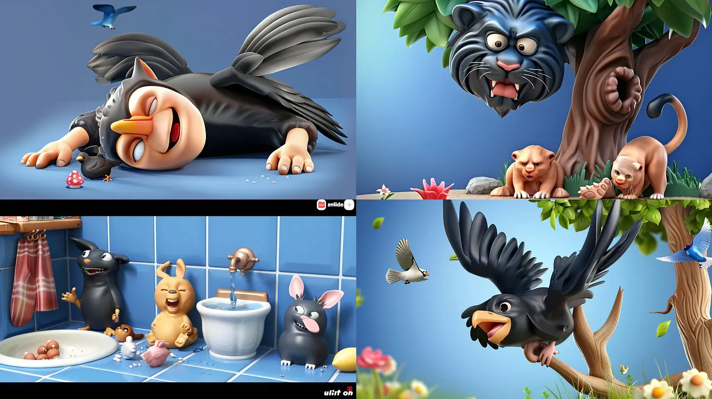 Whimsical Wildlife Wonders in Vivid Cartoon Realism - Midjourney sref style