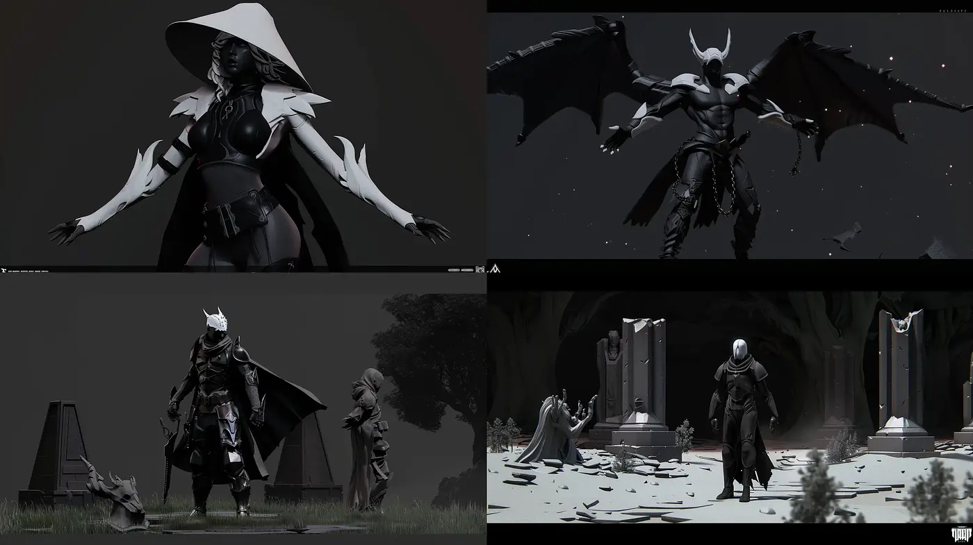 Monochromatic Elegance: A Homage to Dark Fantasy Realms - Midjourney sref style