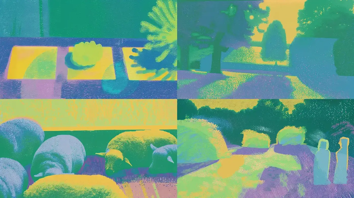 Vibrant, Impressionistic Nature with a Retro Twist - Midjourney sref style