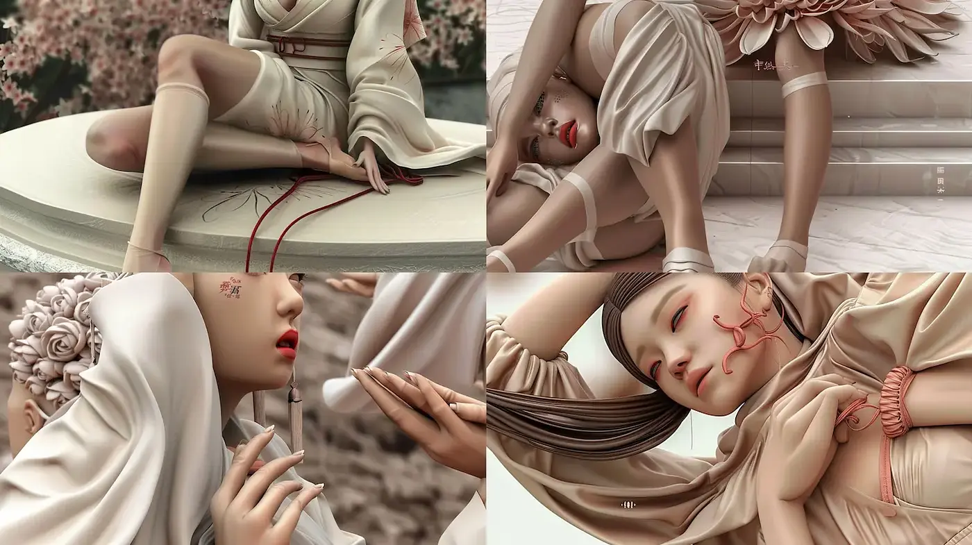 Elegant soft and textured compositions with an ethereal vibe - Midjourney sref style