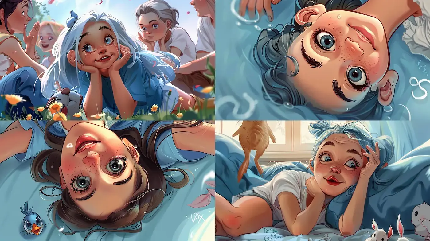 Whimsical and Playful Digital Illustrations Evoking a Sense of Childlike Wonder - Midjourney sref style
