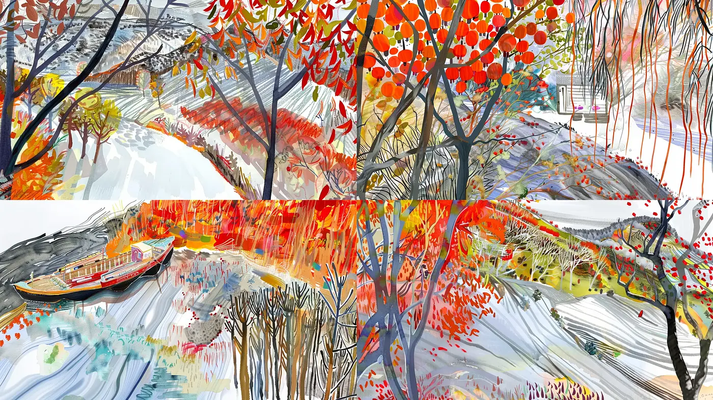 Lively Brushwork with a Harmonious Autumn Palette - Midjourney sref style
