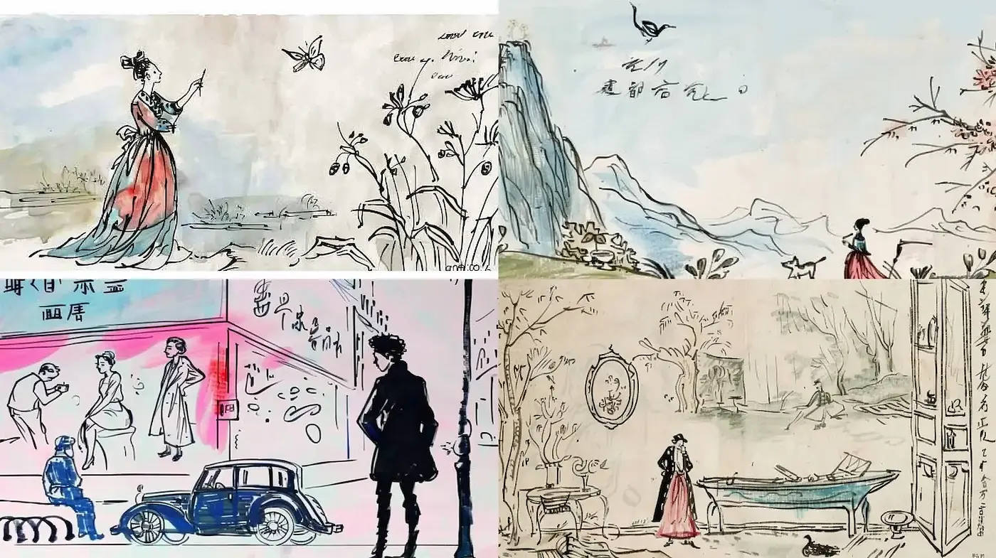 Eclectic Blend of Vintage Aesthetics and Modern Illustrative Techniques - Midjourney sref style