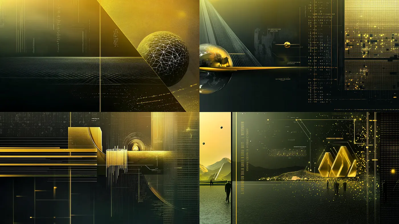 Futuristic Tech Aesthetic with Geometric Elegance and a Warm Glow - Midjourney sref style