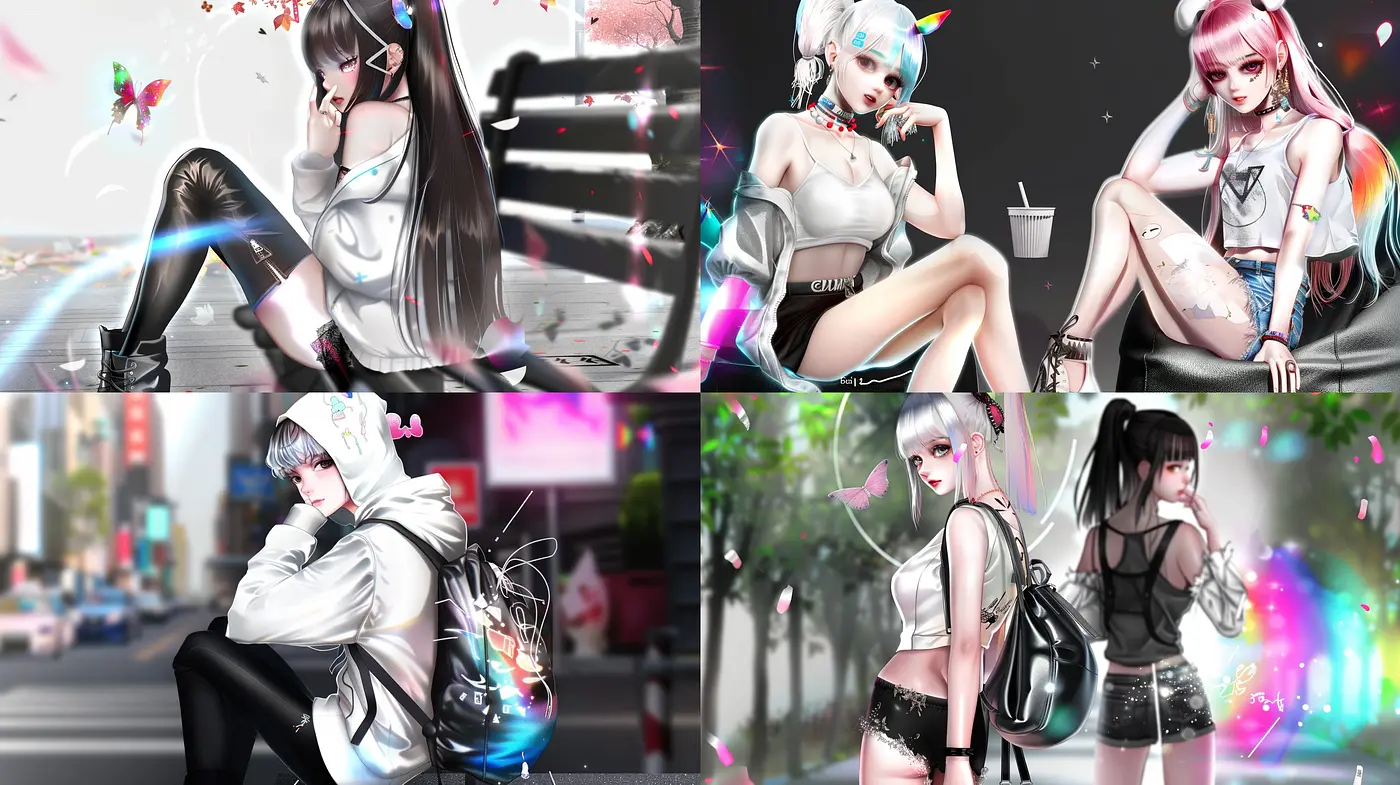 Contemporary Anime Fusion with a Splash of Chromatic Vibrance - Midjourney sref style