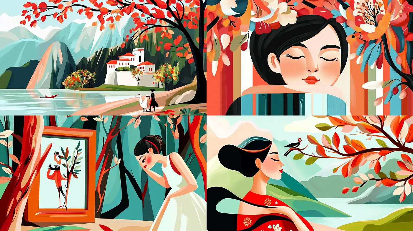 Harmonious Nature-Inspired Artistic Fusion with a Modern Illustrative Flair - Midjourney sref style