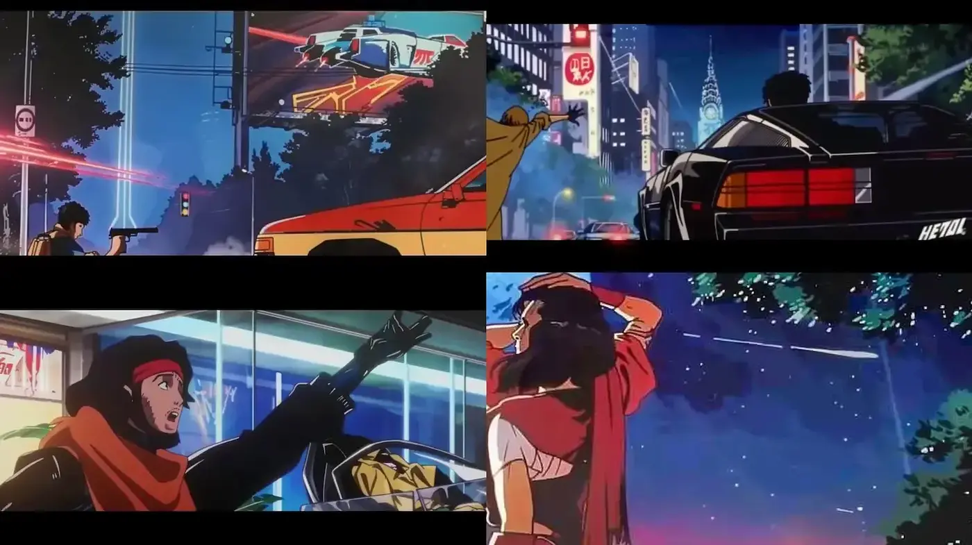 Dynamic Urban Nightlife with Retro Futurism - Midjourney sref style