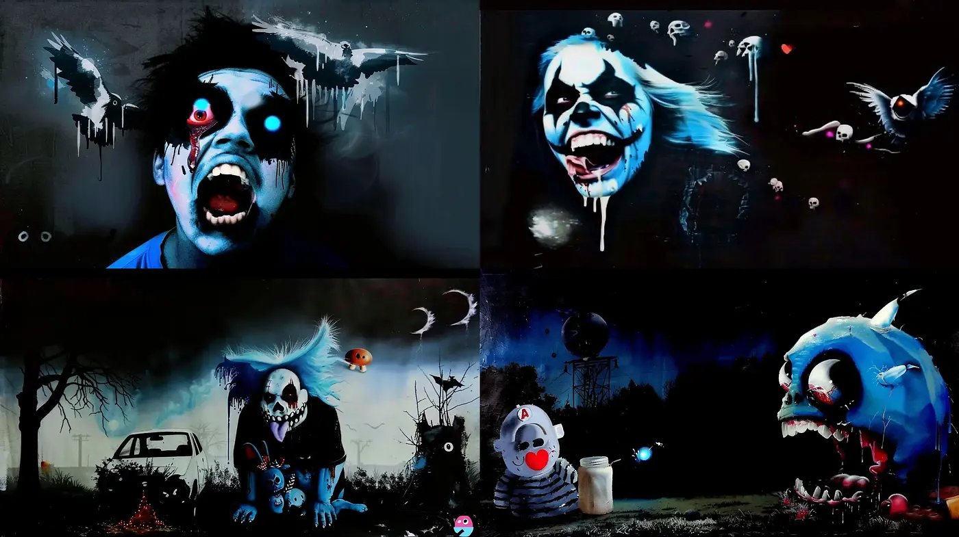 Eerie Nocturnal Tableau with Surreal Overtones - Midjourney sref style