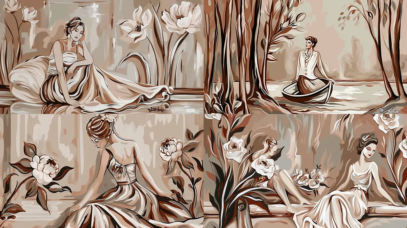 Elegant Sepia-Toned Illustrative Storybook Fusion - Midjourney sref style