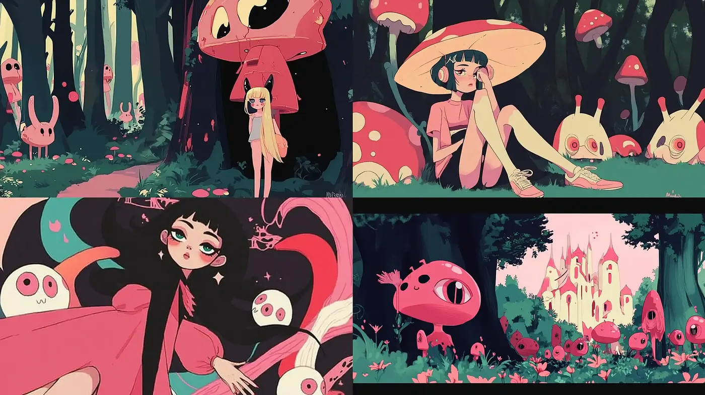 Enchanted Woodland Whimsy: A Stylized Homage to Modern Animation - Midjourney sref style