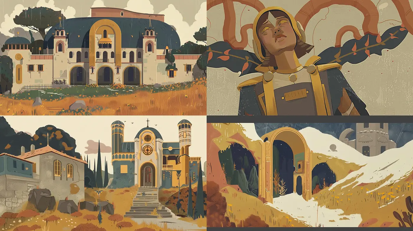 Harmonious Sepia Tones in Stylized Nostalgic Vignettes - Midjourney sref style