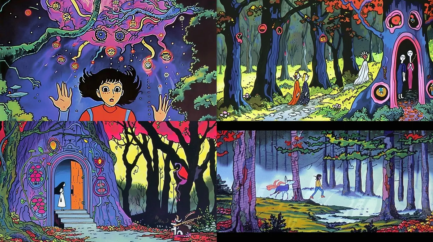 Enigmatic Arboreal Fantasy: A Consistent Journey into Stylized Mystical Forests - Midjourney sref style