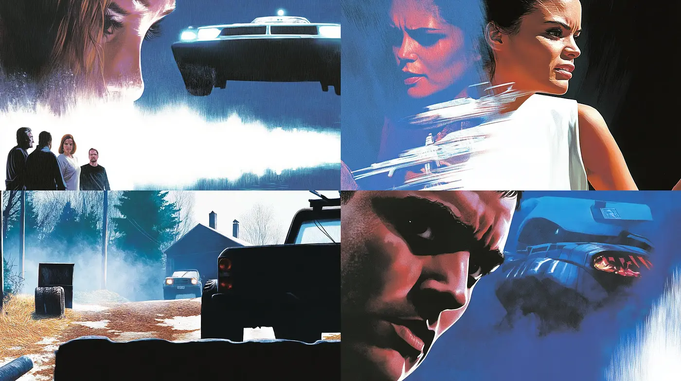 Cinematic Suspense in the Vein of Neo-Noir Thrillers - Midjourney sref style