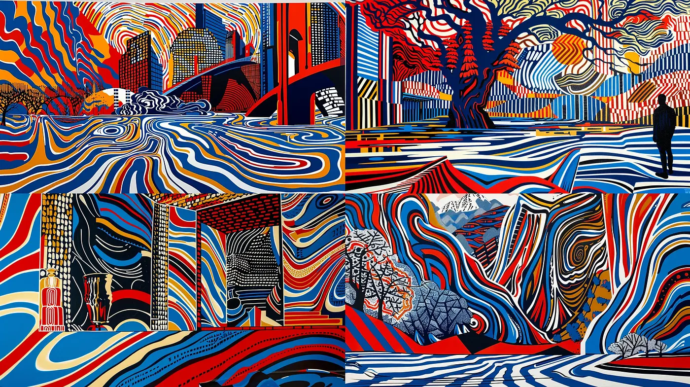 Abstract Labyrinth of Bold Swirls and Undulating Patterns - Midjourney sref style