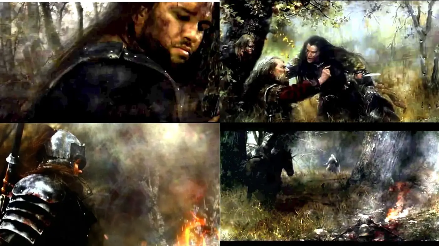 Epic Saga Canvas: A Mosaic of Mythical Battles and Heroism - Midjourney sref style
