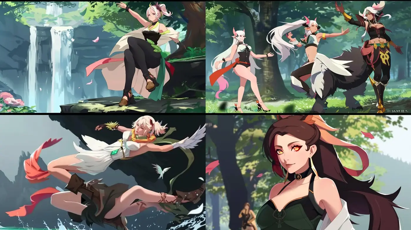 Enchanted Forest Anime Ambiance with Stylized Character Design - Midjourney sref style