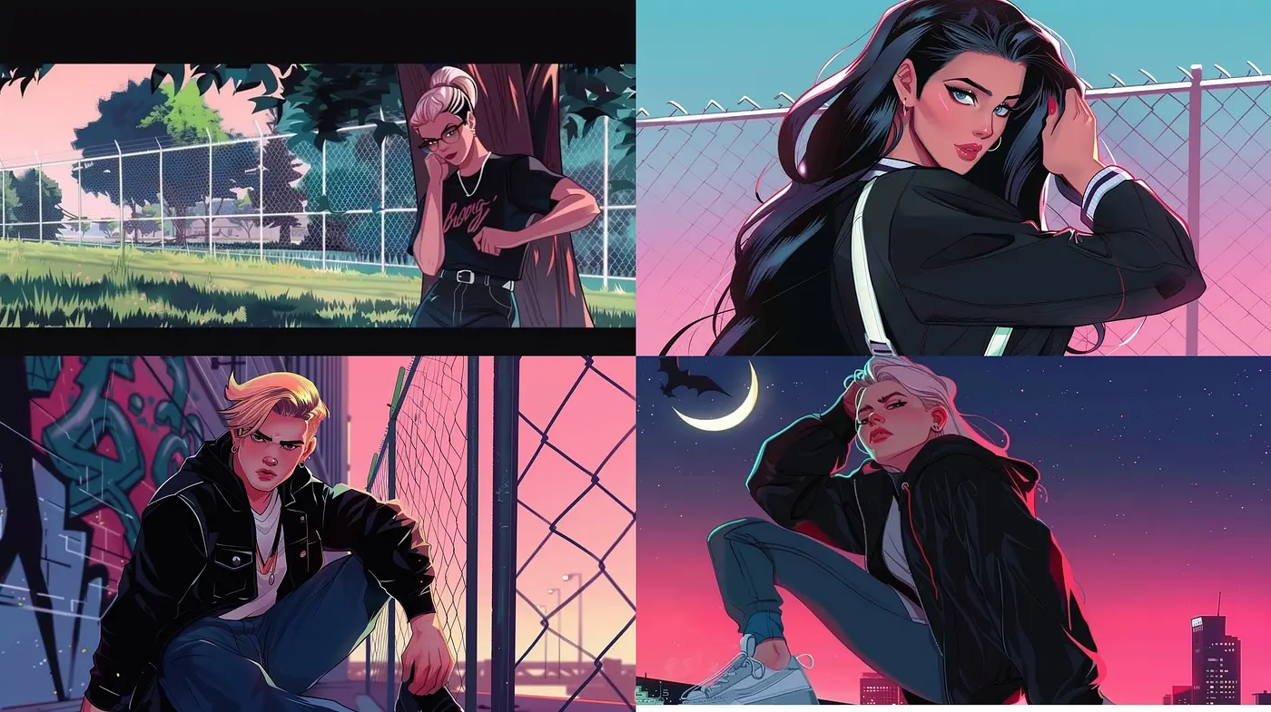 Twilight Synthwave Dreams: A Nostalgic Journey Through Stylized Digital Art - Midjourney sref style