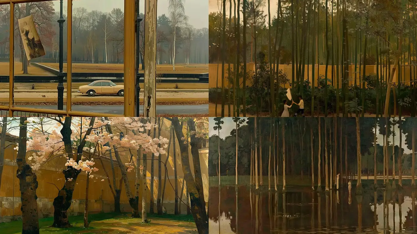 Twilight Tones and Textures: A Harmonious Blend of Earthy Hues and Painterly Impressions - Midjourney sref style