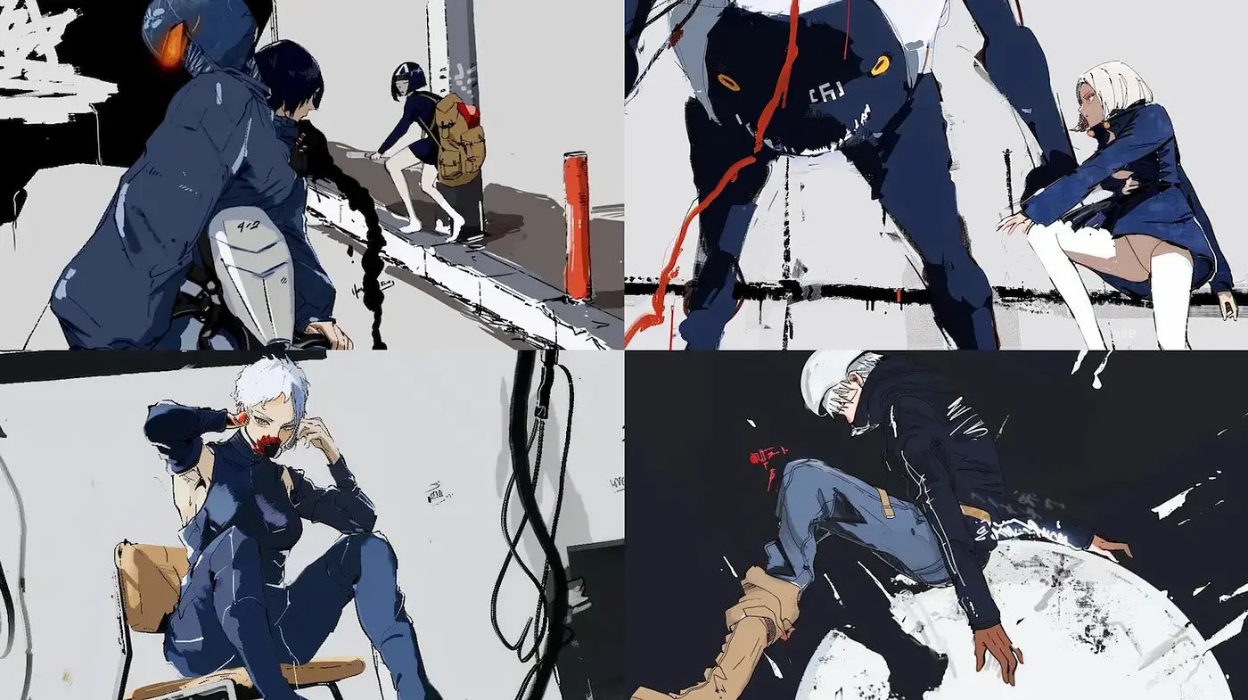 Dynamic Urban Aesthetic with Edgy Character Designs and Bold Textures - Midjourney sref style
