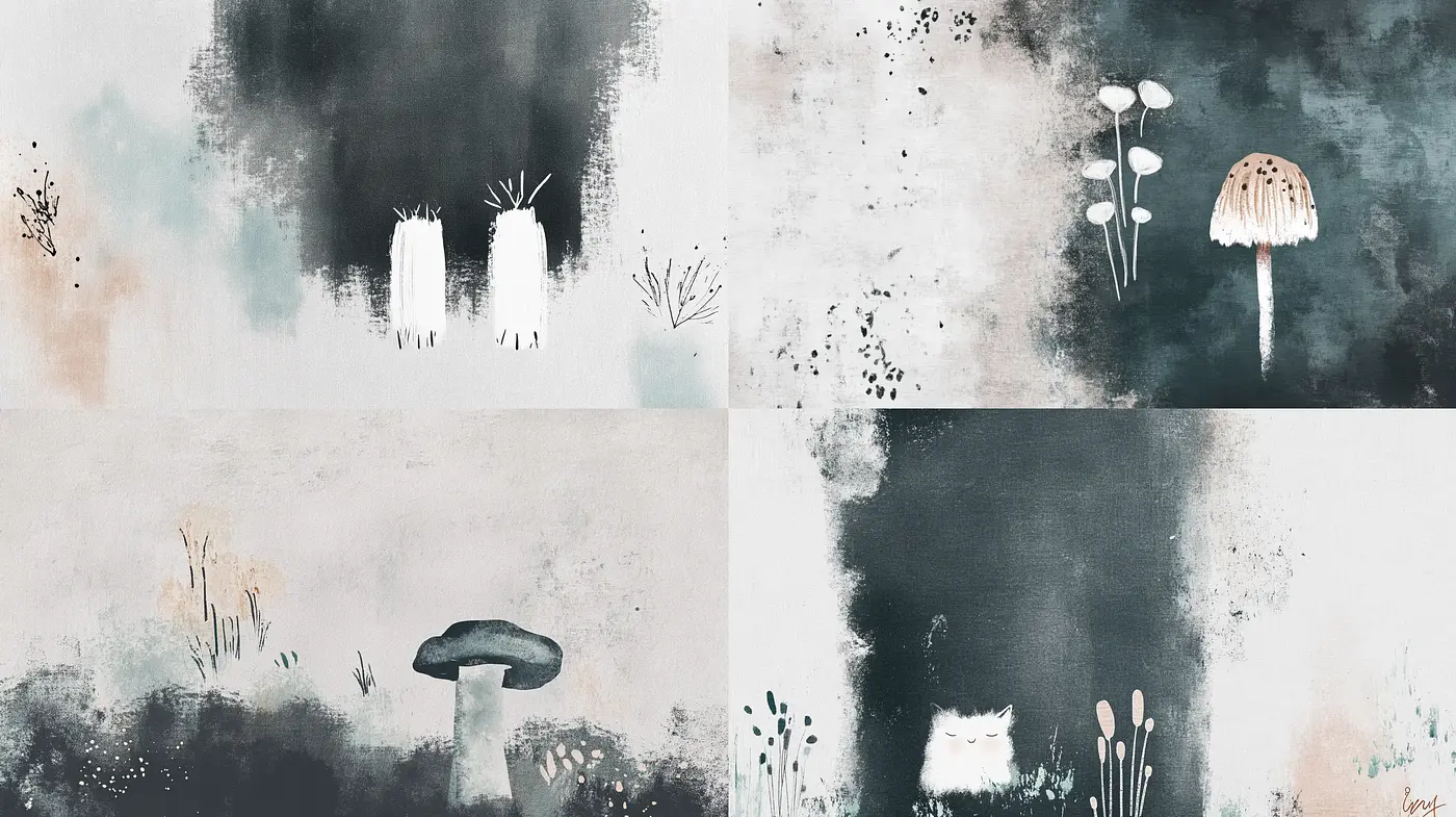 Ethereal Botanical Abstraction In Soothing Tonal Harmony - Midjourney sref style