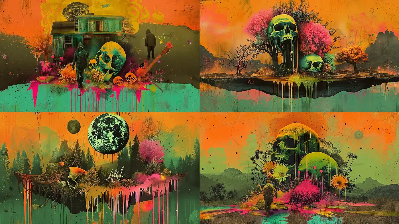 Vibrant Surrealism with Eclectic Elements - Midjourney sref style