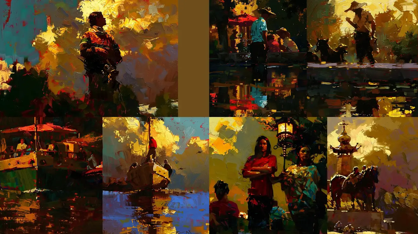 Twilight Ambiance in Expressive Brushwork - Midjourney sref style