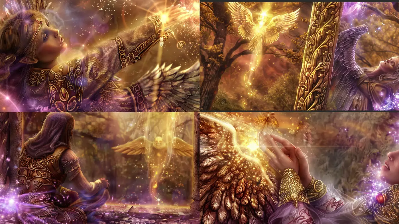 Enchanted Twilight: A Tapestry of Mythical Warmth and Cosmic Radiance - Midjourney sref style