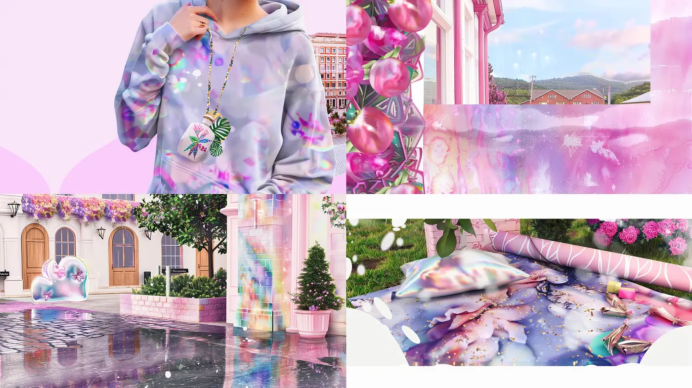 Pastel Dreamscape Mirages with Iridescent Textures - Midjourney sref style